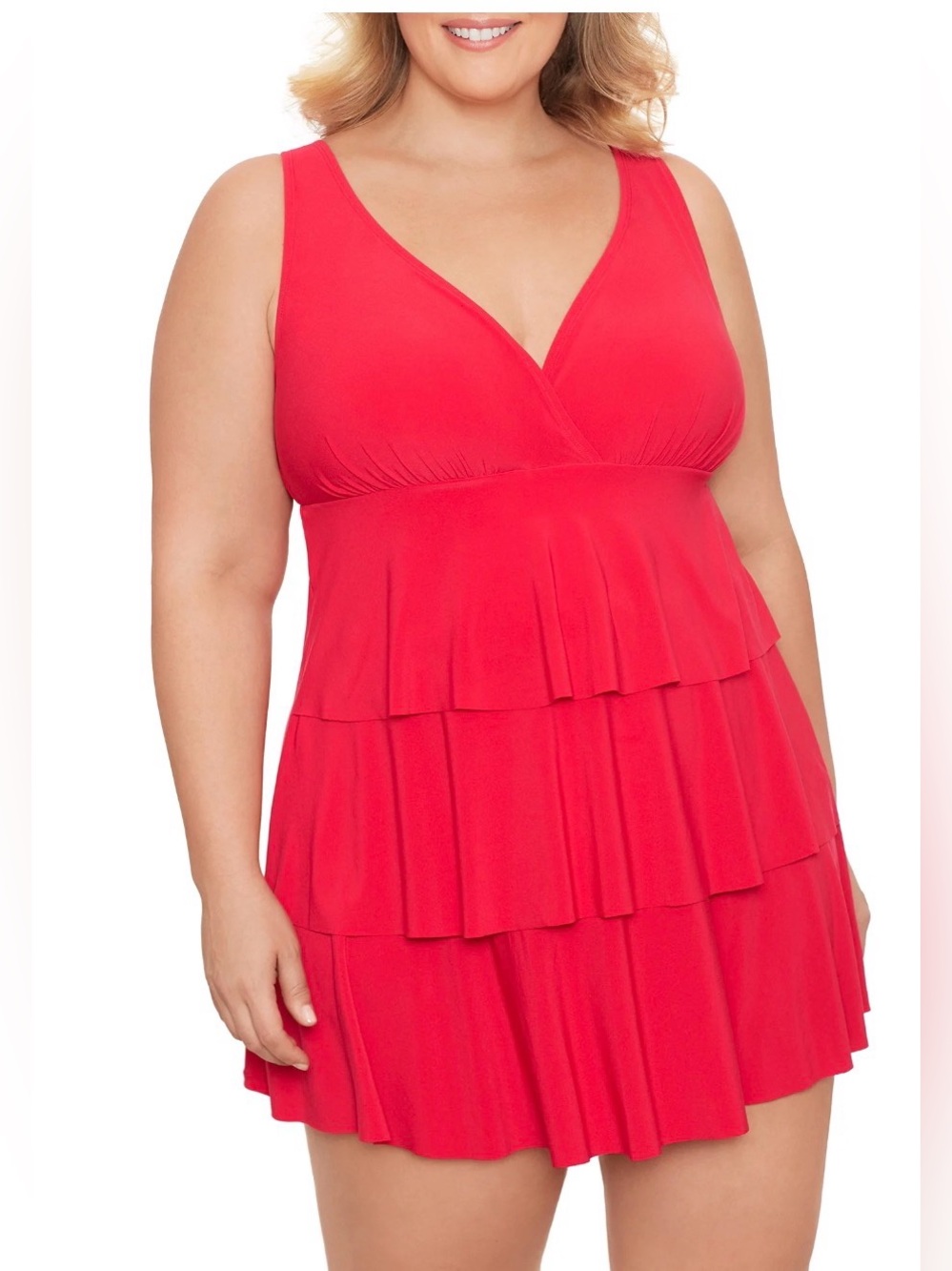 Simply Slim Women's and Plus Get Ruffled One Piece Swim Dress